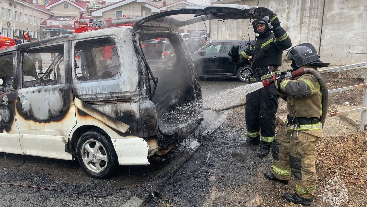 Беспощадный огонь за минуты уничтожил автомобиль во Владивостоке