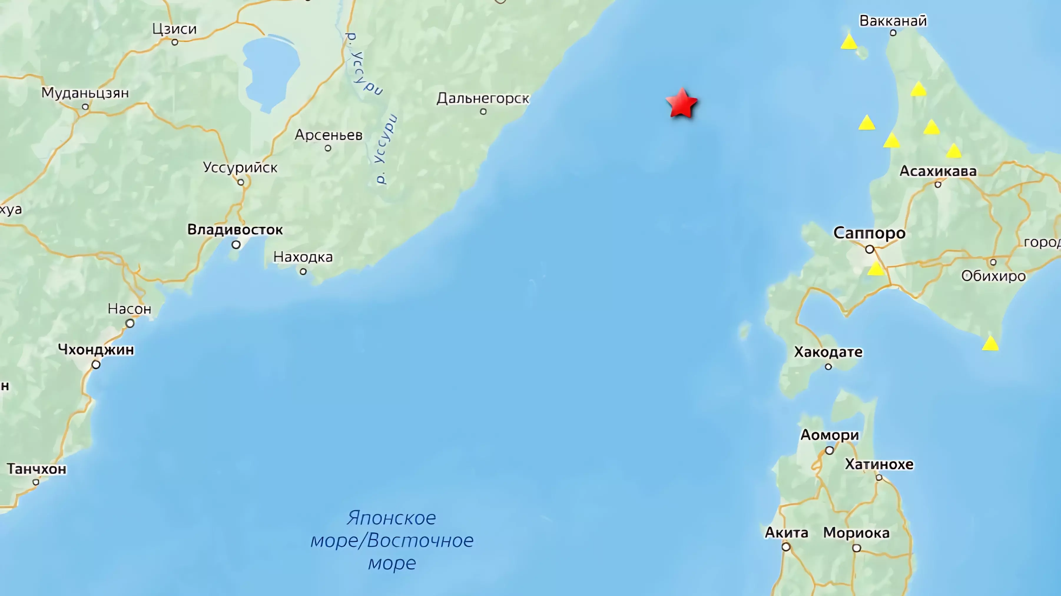 Землетрясение зафиксировано близ Приморского края
