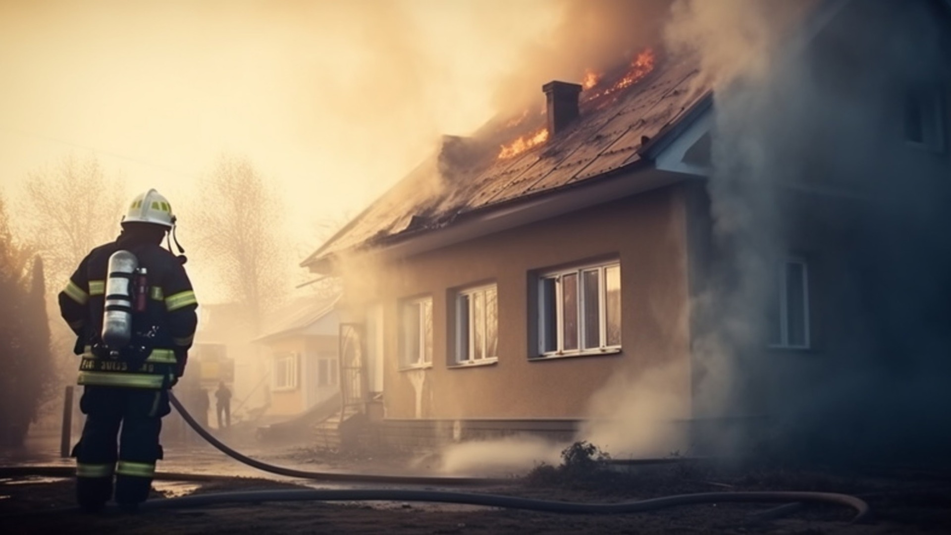 Кровля дома рухнула во время пожара во Владивостоке