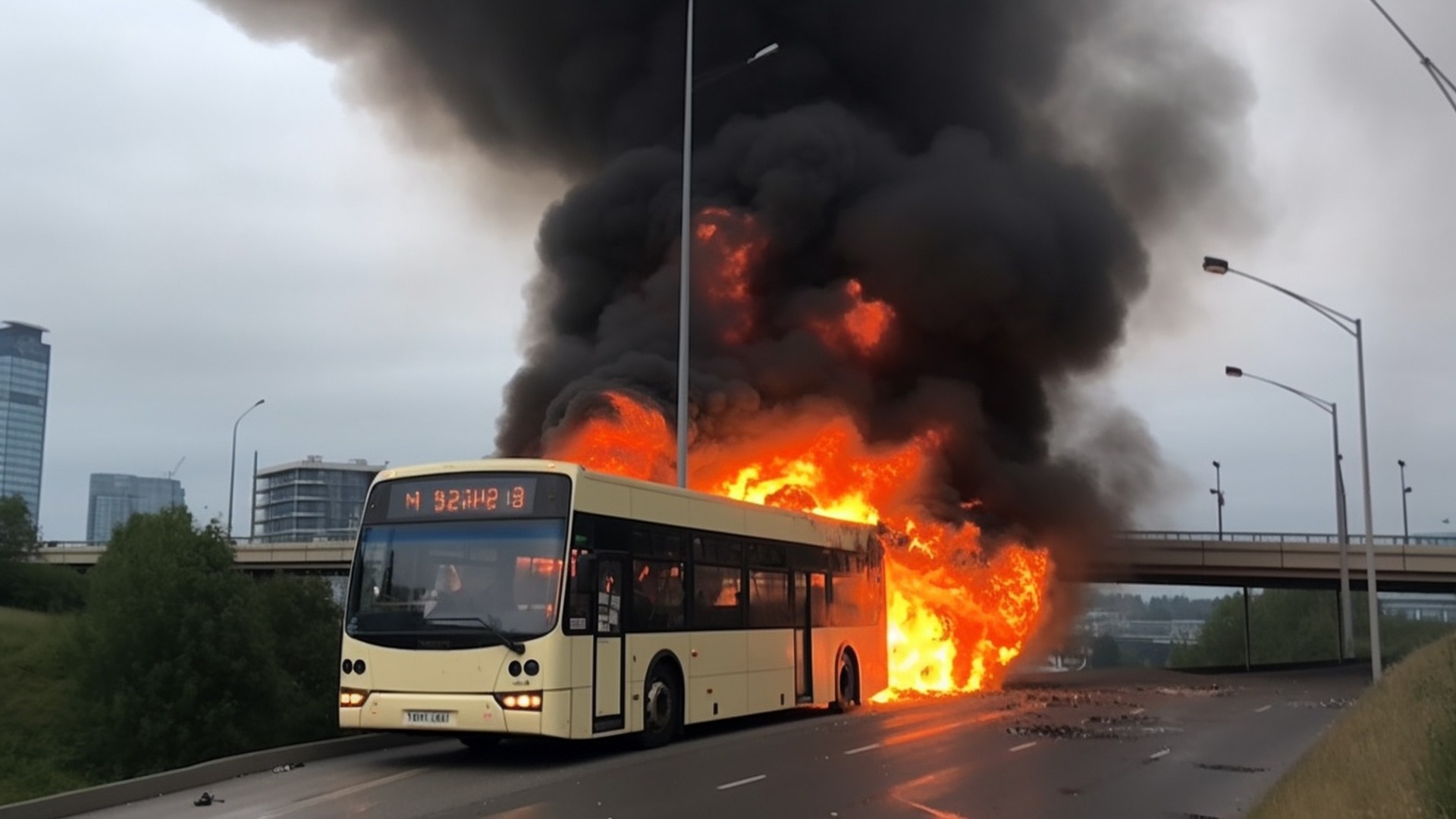 Поездка — огонь: автобус загорелся прямо на ходу во Владивостоке — видео